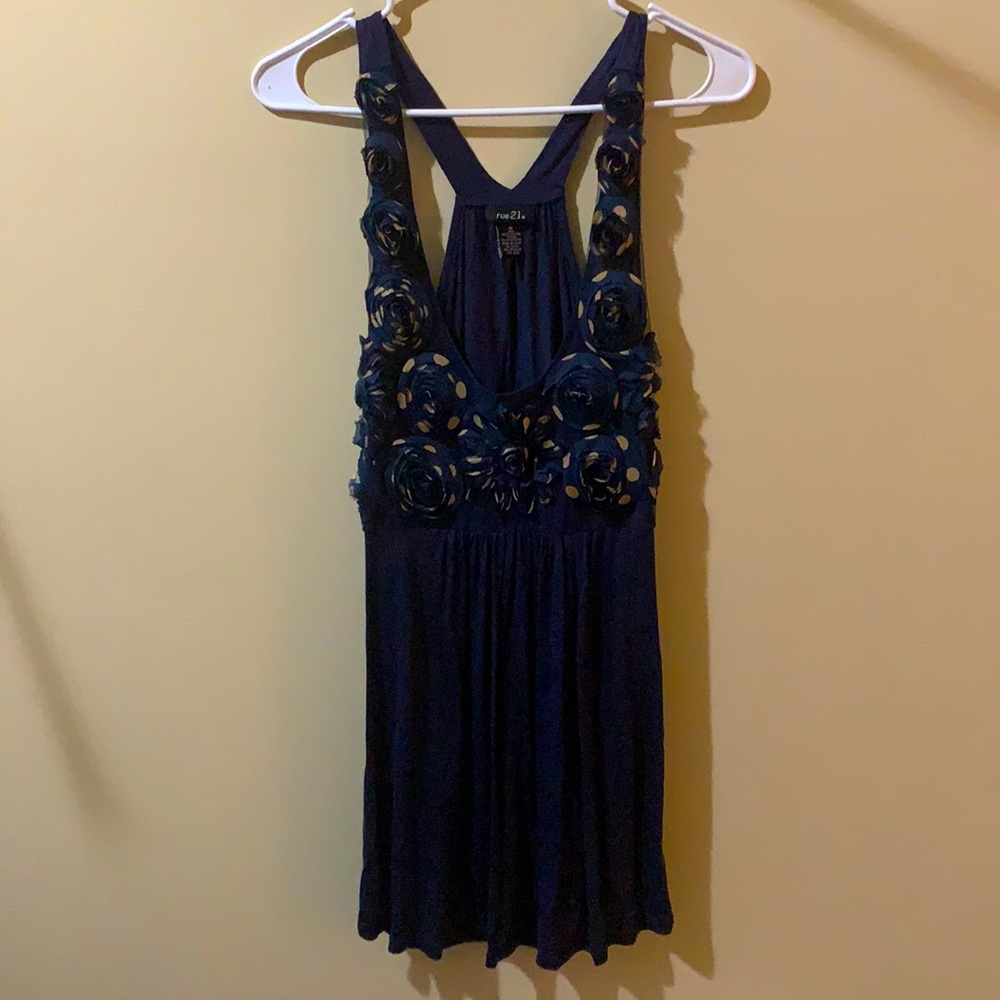 Navy and tan rue 21 tank top